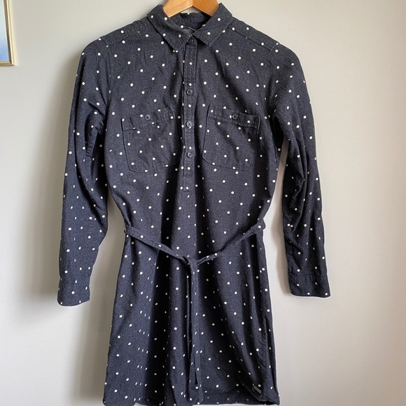 Eddie Bauer Women's Charcoal Polka Dot Long Sleeve Polo V-neck Mini Dress Size 6 - Picture 5 of 14